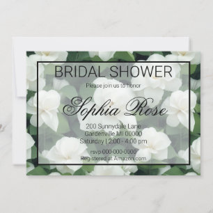 Elegant classic green botanical white floral invitation