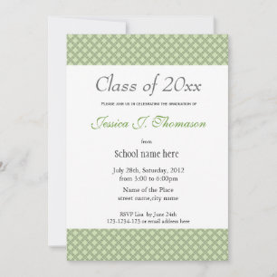 Elegant, classic green graphic photo graduation invitation