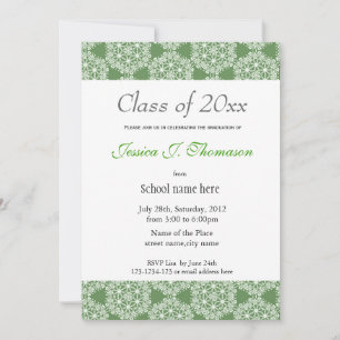 Elegant, classic green graphic photo graduation invitation