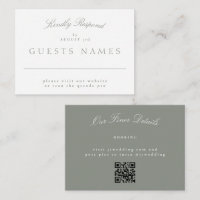 Elegant Classic Grey Green Wedding QR CODE RSVP
