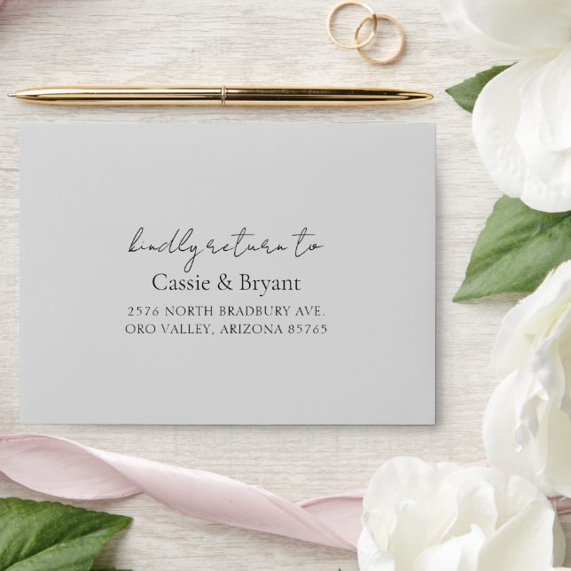 Elegant Classic Grey Wedding Invitation Envelope (Wedding)