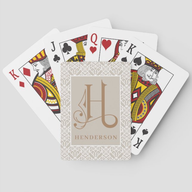Elegant Classic  H Monogram, Personalize P Playing Cards (Back)