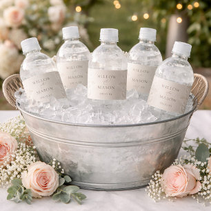 Elegant Classic Ivory Baroque Wedding Water Bottle Label