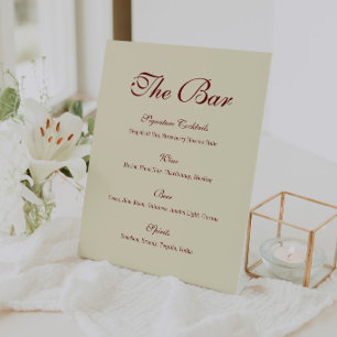 Elegant Classic Ivory Script "The Bar" Wedding Pedestal Sign