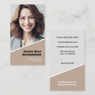 Elegant Classic Job Seeker Minimalist Classy Beige Business Card
