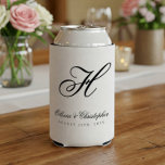Elegant Classic Last Name Initial Wedding Can Cooler<br><div class="desc">Celebrate your special day in timeless style with this elegant and classic wedding can cooler,  featuring your last name initial in a sophisticated design. Perfect for keeping drinks cool and adding a personalized touch to your wedding reception,  rehearsal dinner,  or bridal party.</div>