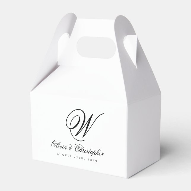 Elegant Classic Last Name Initial Wedding Favor Box (Front Side)