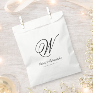 Elegant Classic Last Name Initial Wedding Favour Bag
