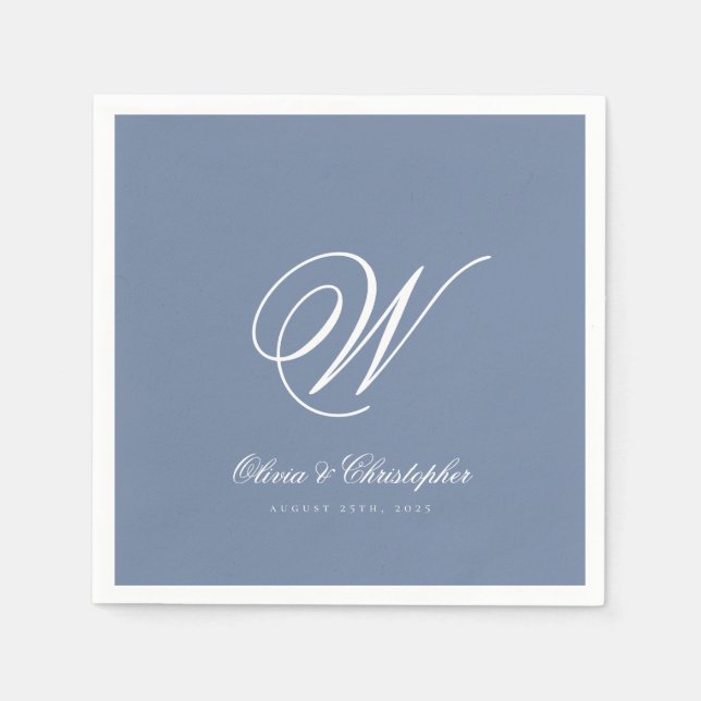 Elegant Classic Last Name Initial Wedding Napkin (Front)