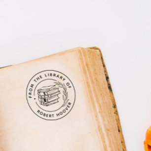 Elegant Classic Leaves Book From The Library Of Rubber Stamp