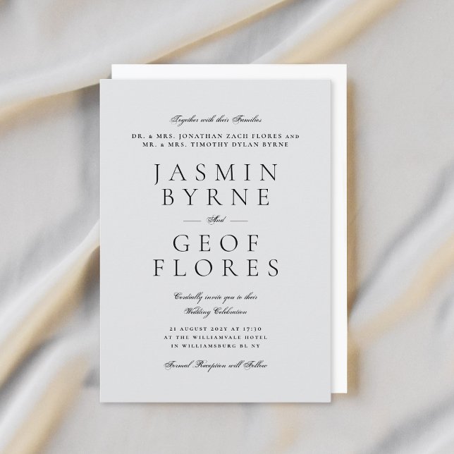 Elegant Classic Light Gray Formal Wedding Invitation (Creator Uploaded)