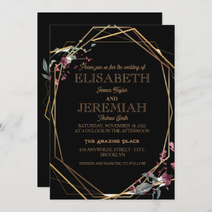 elegant Classic luxurious black wedding Invitation