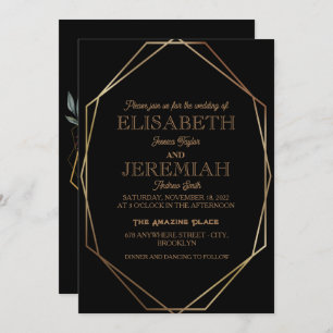 elegant Classic luxurious black wedding Invitation