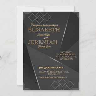 elegant Classic luxurious grey gold wedding   Invitation