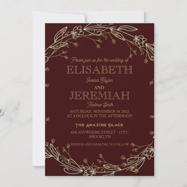 elegant Classic luxurious red formal wedding Invitation (Front)