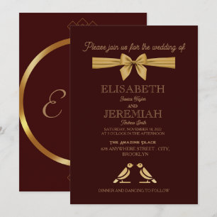 elegant Classic luxurious red gold wedding Invitation