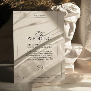 Elegant Classic Luxury Light Grey Monogram Wedding Invitation