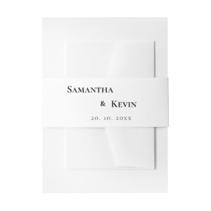 Elegant Classic Minimalist Black and White Wedding Invitation Belly Band