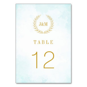 Elegant Classic Minimalist Monogram Turquoise Table Number