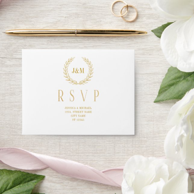 Elegant Classic Minimalist Monogram Wedding RSVP Envelope (Wedding)