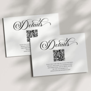 Elegant Classic Minimalist QR Code Wedding Details Enclosure Card