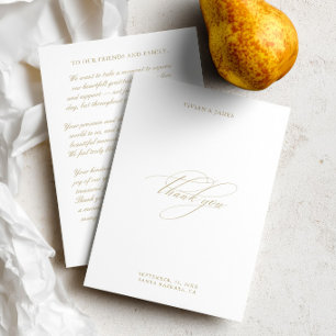 Elegant Classic Minimalist White Wedding  Thank You Card