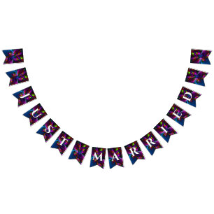 Elegant Classic Modern Floral Pattern #902 Wedding Bunting Flags