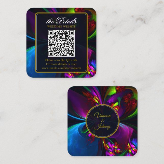 Elegant Classic Modern Floral Pattern #902 Wedding Enclosure Card (Front/Back)