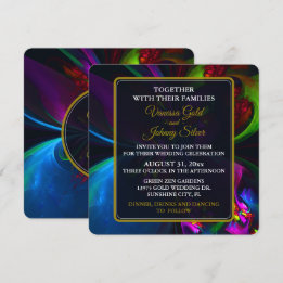 Elegant Classic Modern Floral Pattern #902 Wedding Invitation