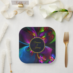 Elegant Classic Modern Floral Pattern #902 Wedding Paper Plate