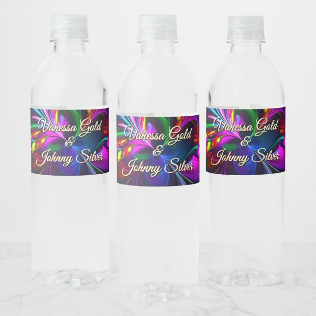 Elegant Classic Modern Floral Pattern #902 Wedding Water Bottle Label (Bottles)