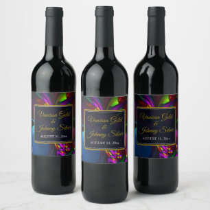 Elegant Classic Modern Floral Pattern #902 Wedding Wine Label