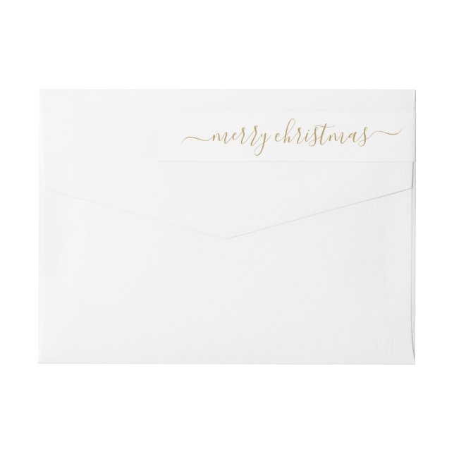 Elegant Classic Modern Gold Merry Christmas Script Wrap Around Label (Back)