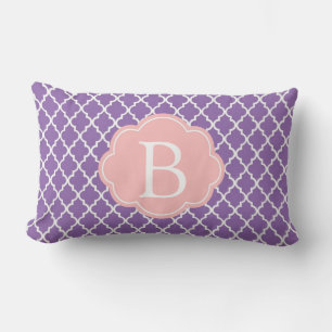 Elegant, classic, modern purple quatrefoil lumbar pillow