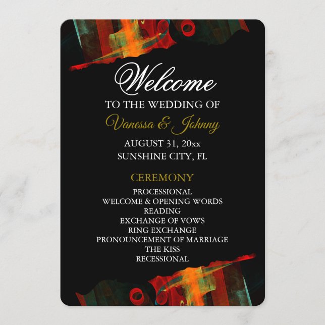 Elegant Classic Modern Trendy Pattern #903 Wedding Program (Front)