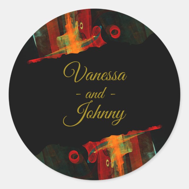 Elegant Classic Modern Trendy Pattern #903 Wedding Round Sticker (Front)