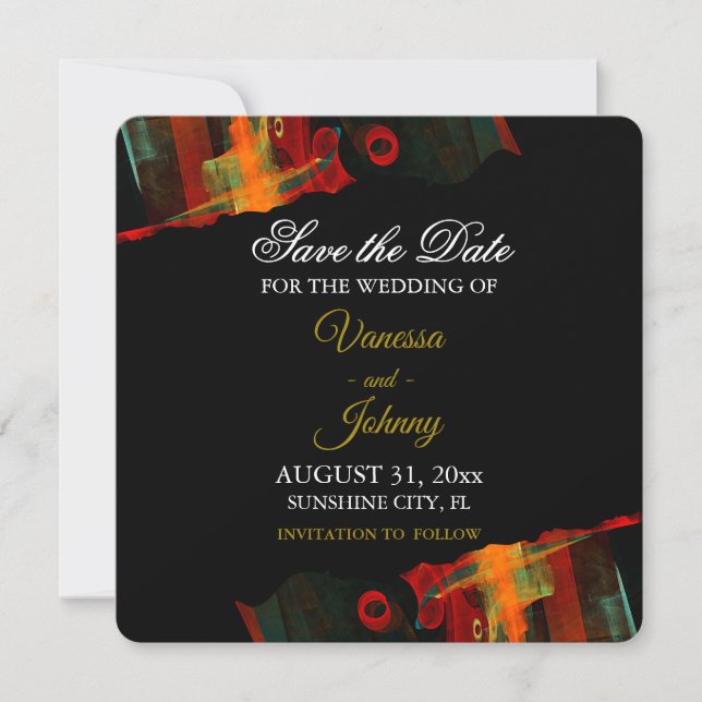 Elegant Classic Modern Trendy Pattern #903 Wedding Save The Date (Front)