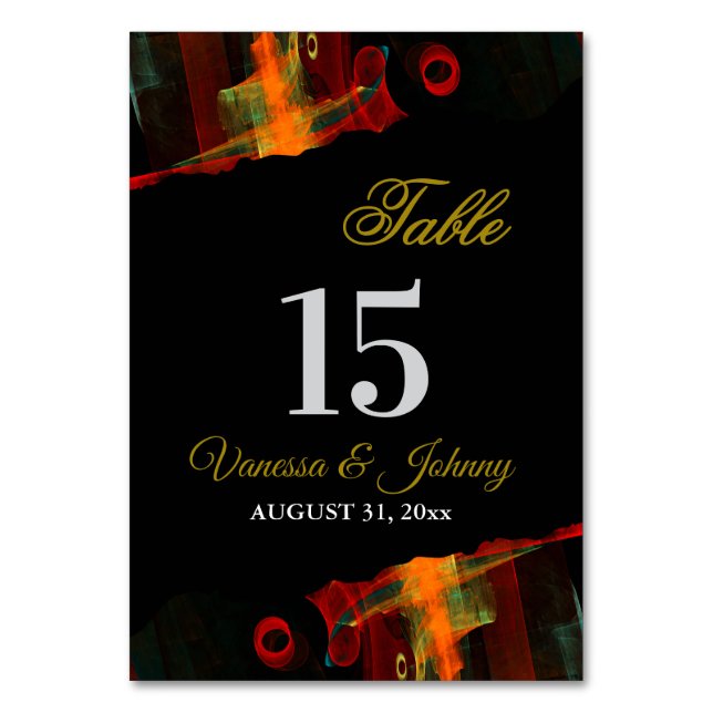 Elegant Classic Modern Trendy Pattern #903 Wedding Table Number (Front)