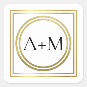 elegant classic modern wedding monogram square sticker