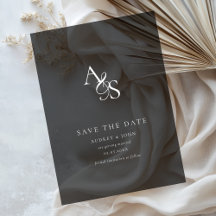 Elegant, Classic, Monogram, Black, Wedding