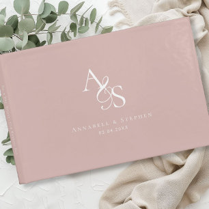 Elegant, Classic, Monogram, Blush-Rose,, Wedding Guest Book