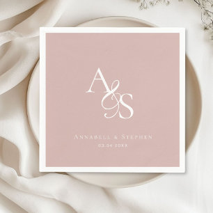 Elegant, Classic, Monogram, Blush-Rose, Wedding Napkin