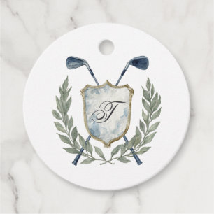 Elegant Classic Monogram Golf Crest Birthday Party Favour Tags