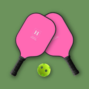 Elegant Classic Monogram Hot Pink Personal Pickleball Paddle