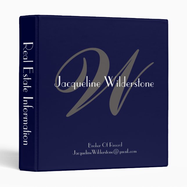  Elegant Classic Monogram & Name Chic Professional Binder (Front/Spine)