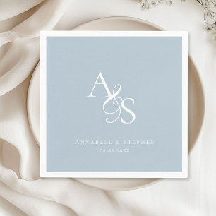 Elegant, Classic, Monogram, Powder-Blue Wedding Napkin