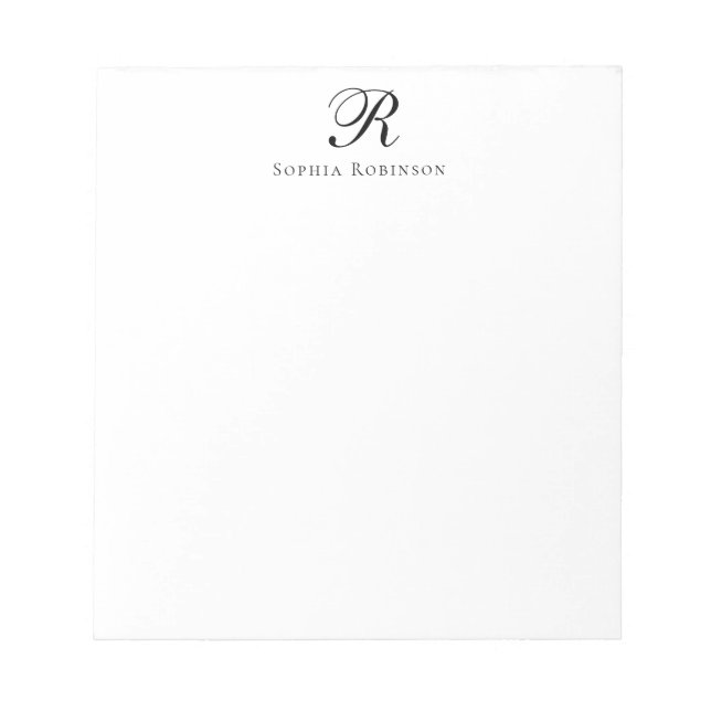 Elegant Classic Monogram Professional Business Notepad (Front)