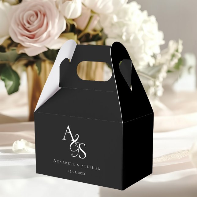 Elegant, Classic, Monogram, Wedding Favor Box (Elegant, Classic, Monogram, Ampersand, Black, Wedding Favor Boxes. With your Monogram, Name & Date.)