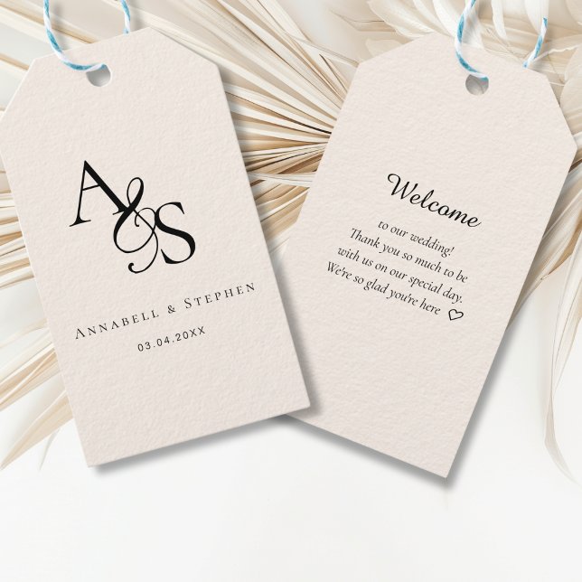 Elegant, Classic, Monogram, Wedding Gift Tags (Creator Uploaded)