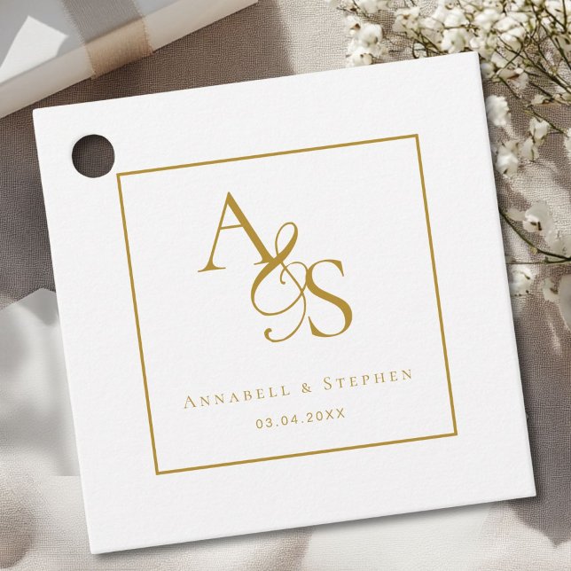 Elegant, Classic, Monogram, Wedding Gift Tags (Elegant, Classic, Monogram, Ampersand, Wedding Gift Tag with your Initials, Names & Date.)